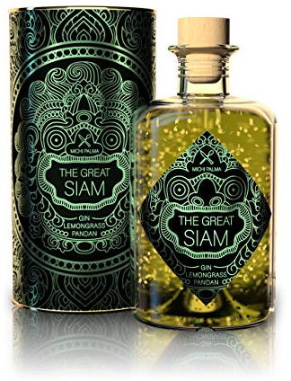 Michi Palma | The Great Siam Lemongrass-Pandan (1 x 0.5 l) | Premium Spirituose auf Gin-Basis | Mit 23 Karat reinem Blattgold und edler Geschenkverpackung | Goldene Gin-Geschenkidee