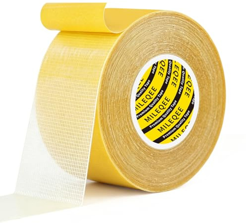 MILEQEE Double Sided Tape Heavy Duty, 1.77inx33FT(10m) | Universal High Tack Strong Wall Adhesive with Fiberglass Mesh, Super Sticky Resistente Clear Tape,Easy Use Transparent Tape