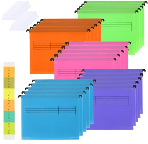 GOYADA - Carpeta Colgante de Polipropileno A4 (25 Unidades) Con Pestañas y Tarjetas, Para Oficina y Escuela, 5 Colores