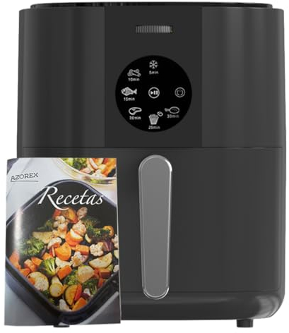 Azorex Freidora de aire 5,5L 1350W con Pantalla táctil Freidora Sin Aceite 6 programas 80-200 Negro