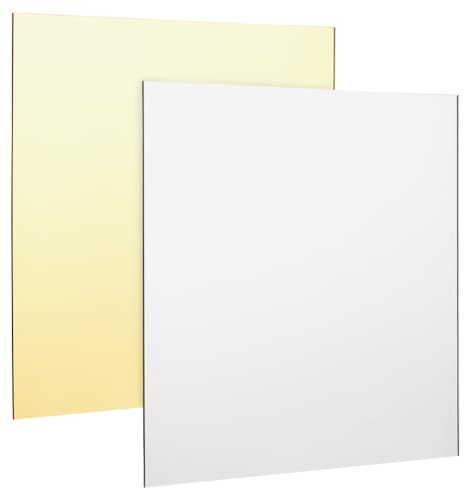 BENECREAT 2 hojas de espejo acrílico 30x30 cm, doradas y plateadas, espejo opaco brillante con película para corte láser, grabado, decoración y manualidades