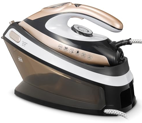 Reemix Ferro da Stiro con Caldaia, 2400W, Pressione 5,5 bar, Piastra in Ceramica Antiaderente, 3 impostazioni di vapore, Funzione Vapore Verticale, Anticalcare, Serbatoio 1,5 L