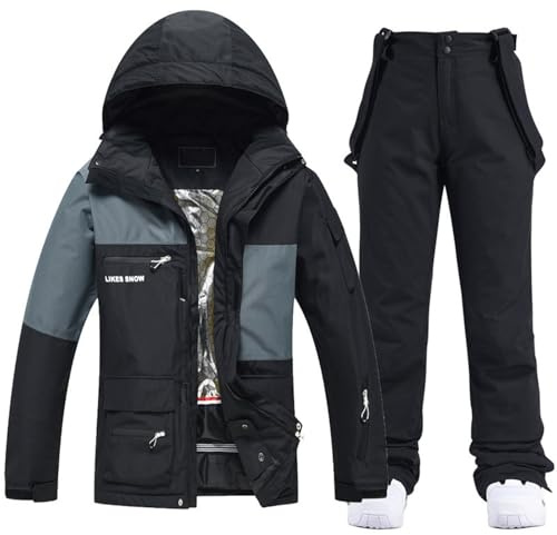 Ensemble Veste et Pantalon de Ski pour Homme - Combinaison de Neige imperméable pour l'hiver - Veste de Snowboard Coupe-Vent - Combinaison de Ski Vestes de Ski et Pantalons Ski