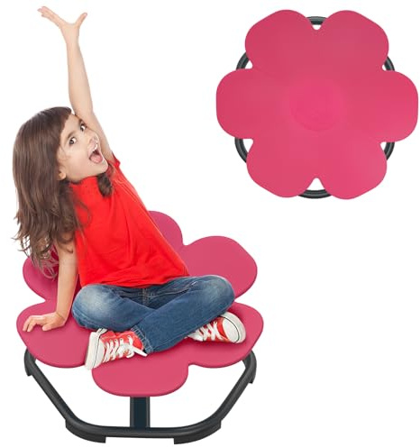 YUENFONG Carrousel Autisme Chaise pivotante pour enfant de 3 à 9 ans - Pour l'entraînement - Équilibre physique et coordination - Base en métal antidérapante - Pour enfants de 3 à 9 ans - Rouge carmin