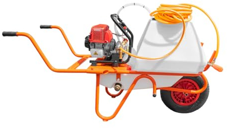 Chariot pulvérisateur à 1 Roue 31,5 CC 80 L avec Tuyau de 10 mètres et Lance de 90 cm
