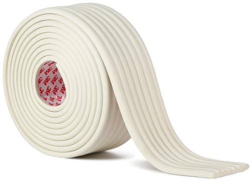 EFUTURETIME Protezioni Paraspigoli in Schiuma Autoadesiva 4M, Larga 8 cm e Alta 0,8 cm, Multiuso Morbida Protezioni per Bordi, Mobili (bianco crema)