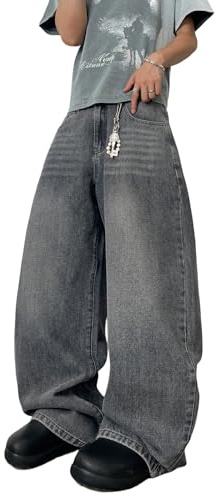 Zewool Jeans Baggy Hip hop para Hombres, Streetwear Jeans Skater de Pierna Ancha, Pantalones de Mezclilla de Corte Holgado, XL