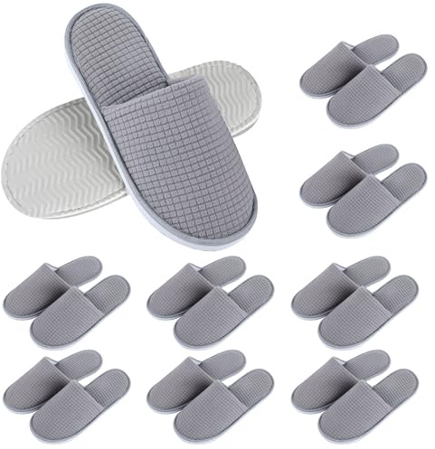 BORDEAG Juego de 8 zapatillas de hotel, zapatillas de huéspedes, zapatillas de hotel, pantuflas para invitados, para viajes, salón, casa, spa, casa, hotel, 28 x 11 cm