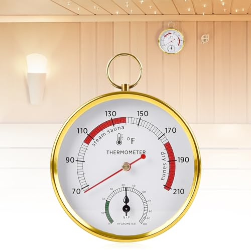 Sauna Thermometer, 2 in 1 Sauna Thermometer Fahrenheit and Hygrometer Wall Mount Sauna Temperature Gauge Accuracy Sauna Accessories for for Steam Sauna Room Home Office