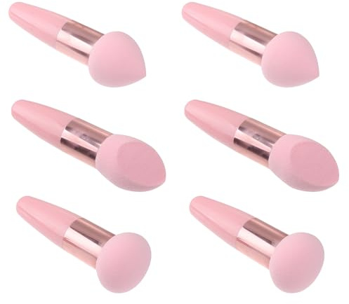 TINEASUR 2 Uppsättningar Foundationapplicator Sminkpenna för Bas och Contouring Mångsidig Makeup-svamp med Handtag Kompakt och Lätt för och Våt Applicering Bärbar Kosmetisk Svamp för Jämn