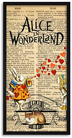 Wee Blue Coo Alice in Wonderland Upcycle Long Panel Framed Wall Art Print