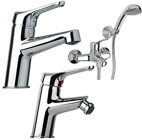 ✔️Paini Bios Set MiscelatoriLavabo + Bidet + Vasca con Doccetta Duplex Monoforo Cromato + Piletta + Flessibili✔️