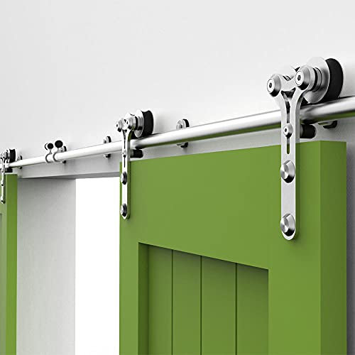 7FT/213cm Edelstahl Schiebetüren Aus Holz Schiebetür Barn Closet Hardware-Set für Holztür, Schiebetürsystem für Schiebetüren, Innentüren