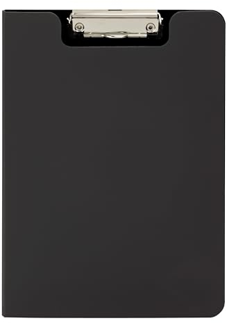 MAUL Schreibmappe A4 | Klemmbrettmappe aus PP im A4 Format für Dokumente | Strapazierfähige Konferenzmappe | Einschiebbare Aufhängöse | Mappe mit Bügelklemme für loses Papier | Schwarz