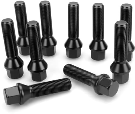 Dynofit 14x1.25 Lug Bolts Compatible with BMW F10 F30 F80 M3 M4 320i 328i Toyota Supra A90, 45mm Shank ET Bolts,BMW Rims with 15mm 20mm Wheel Spacers, 10 pcs Aftermarket Lug Studs for G20 G82 G87 F87