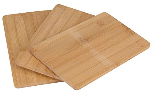 MIK funshopping Planche à découper en bambou bio pour préparation des aliments (Lot de 3, 22 x 14 cm)