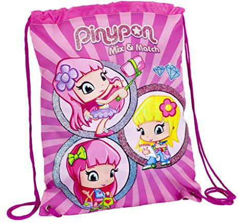 Pinypon - Mochila saco con cuerdas para niños y niñas a partir de 3 años, color rosa (Famosa 700016003)