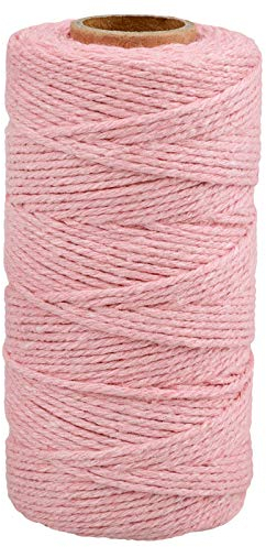 Macrame Cuerda de Algodón Hilo Macrame Cordel 2mm x 100M para Decoración, Manualidades, Embalaje (Pink, 100M)