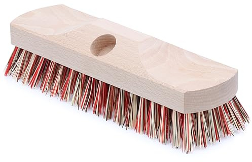 Agrarflora Schrubber 23cm - Union Elaston Borsten - Bodenschrubber mit Gewinde und Stielloch - Scheuerbürste aus Buchenholz - Säureschrubber für Haushalt, Garten und Industrie