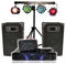 gef-roy Kit de sonorisation IBIZA DJ-300, complet avec 2 enceintes, amplificateur, table de mixage, Portique Lumières DJ, Câbles