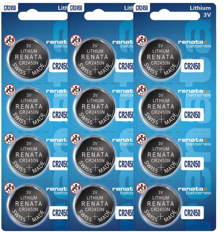 Renata Lot de 12 piles CR2450N - Piles bouton au lithium 3 V 2450