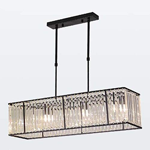 E14 Minimalistischer Kristall Kronleuchter,③-Licht Kristall Kronleuchter,Wohnzimmer Esszimmer Billardtisch Lampe Kücheninsel Lampe Modern Modern Kronleuchter-Schwarz und kristall 55cm