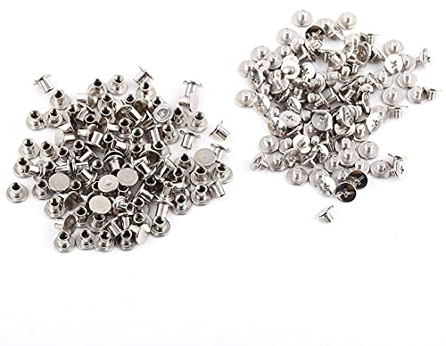 Dekaim 200 Uds M5x6mm Remaches De Tornillo, Kit De Tornillos Chicago De Encuadernación De Níquel, Adecuados para Libros De Cuero, Cinta De Papel, Menú, Manualidades DIY