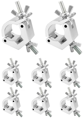 QWORK® Lot de 8 pinces de traverse - 30-36 mm - Capacité de 100 kg - Pinces en alliage d'aluminium pour éclairage de scène, projecteurs, éclairage à tête mobile