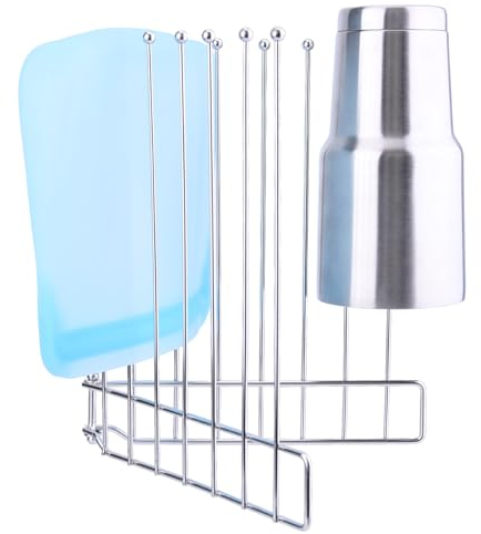 LEKUSHA Foldable Bottle Drying Rack, Reusable Storage Bag Drying Rack, SUS 304 Stainless Steel Dryer Stand for Water Bottle Cup Mug Tumbler Cutting Board Lids