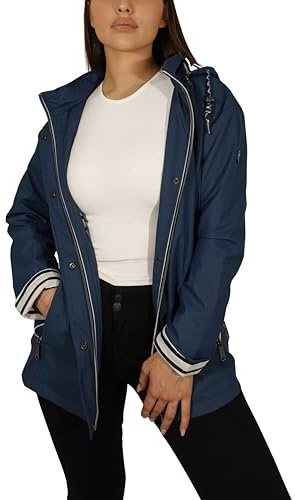 Win's - Vattentät damvaxad med bomullsfoder, randigt innermaterial, XS till 2XL, Marinblå, XXL