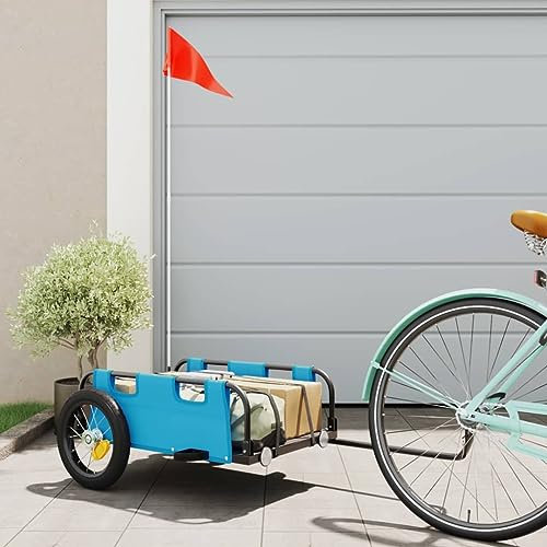 ZEYUAN Fahrradanhänger Blau Oxford-Gewebe und Eisen, Fahrrad Anhänger, Lastenanhänger, Handwagen, Fahrrad-lastenanhänger, Lastenfahrrad 94163