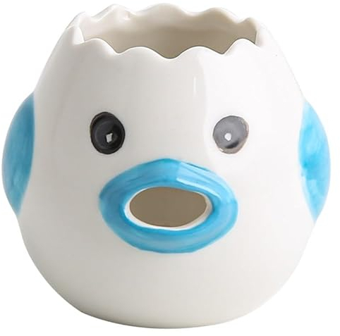 2XK-NOV Egg Separator, Ceramic Egg Yolk White Separator, Egg White Yolk Filter Separator, Egg Extractor Tool, Portable Kitchen Gadgets for Baking