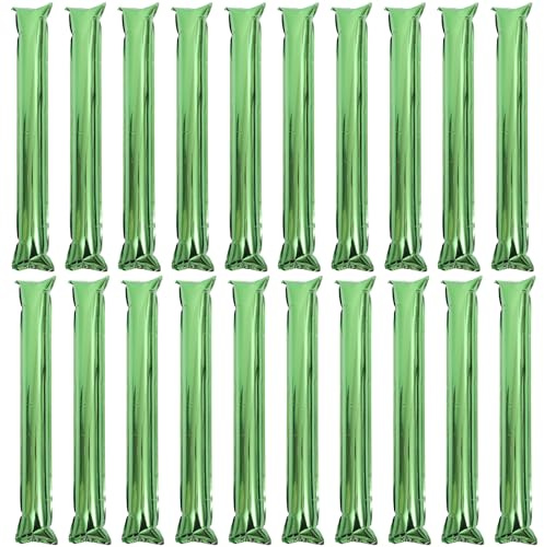 LOGOFUN 24pcs Inflatable Cheering Sticks Inflatable Noisemaker Toy Cheerleading Inflatable Sticks Props for Celebrations Party Supplies - Green