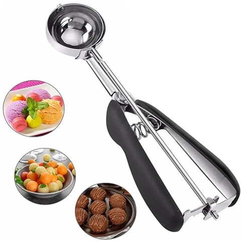 Eisportionierer Edelstahl 3 cm,Ice Cream Scoop,Eislöffel aus Edelstahl,Eisportionier mit Auslöser,Komfortabel Eisportionierer für Eiskugeln,Für Eiscremekugel,Backen,Melonenkugel (1, 3CM)