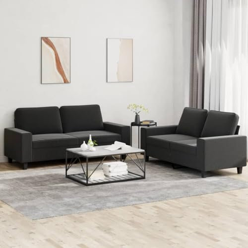 ZEYUAN 2-TLG. Sofagarnitur Schwarz Stoff, Loungesofa, Sofas & Couches, Relaxsofa, Couch für Wohnzimmer, Couch Mit - 3201886