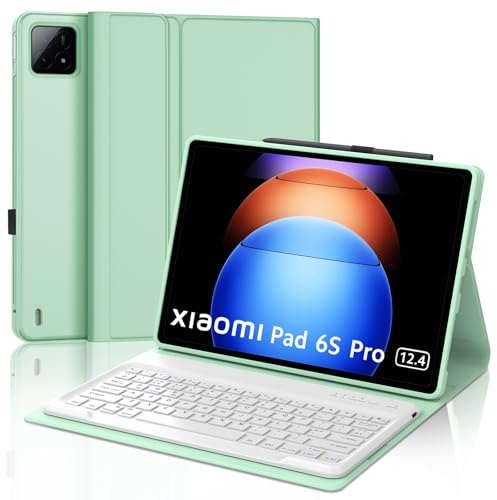SENGBIRCH Funda de teclado para Xiaomi Pad 6s Pro de 12.4 pulgadas 2024 - Teclado Bluetooth desmontable inalámbrico con diseño del Reino Unido, funda protectora para Xiaomi Pad 6s Pro de 12.4 pulgadas