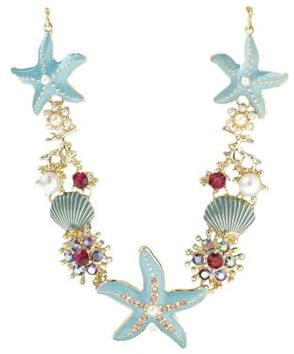 Collier de perles étoile de mer coquillage, Collier de breloques de coquillage, Collier de coquillages de perles, Collier de breloques pour femmes, Collier de coquillages (Blue)