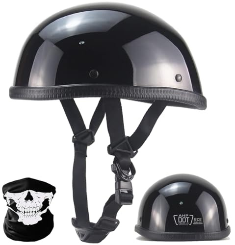 Retrò Casco Scodella Portatile Mezzi Caschi Jet, Mezzo Elmetto Moto Retrò Vintage Caschi Cromwell Caschi Casco A Scodella Scooter Motorino ECE Omologato Mezzo Casco Da Motociclista,C,M 57~58CM