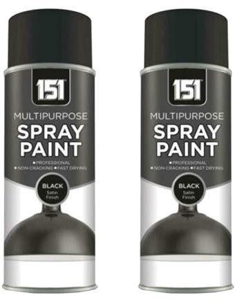 DIOXSTAR Black Satin Spray Paint, Fast Drying, Non-Cracking, Suitable for Most Surfaces Including Wood, Metal and Plastic, Indoor and Outdoor Projects, 400ml (2 PCS)