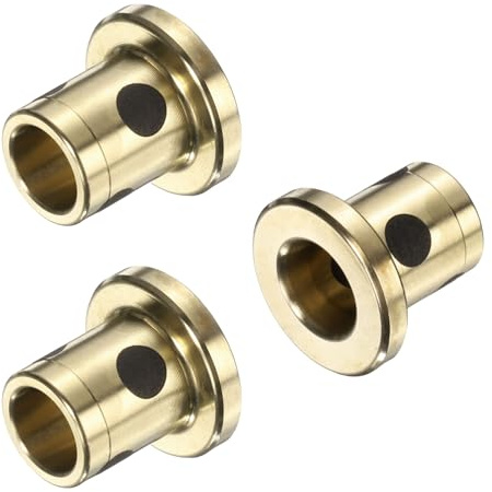 sourcing map 3pcs Flange Sleeve Bearings 5mm Bore x 7mm OD x 10mm Height, Wrapped Oilless Flange Bushings Brass Graphite, Oilless Lubricating Cast Brass Bushing