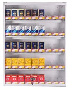 GZHERVICES Verkaufsregale, Zigarettenständer, Rechteckiger Zigarettenetuihalter, Zigarettenvitrinenschrank Mit Schlössern, Wandmontierter Zigarettenständer(56x30.5x75cm)