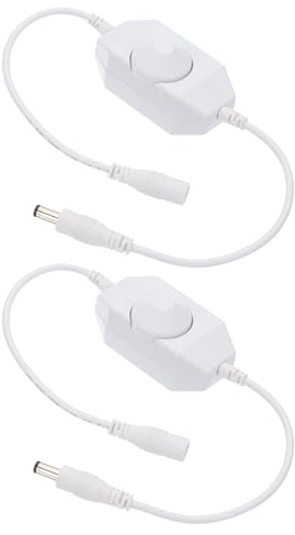 PATIKIL LED Strip Dimmer Switch, 2pcs DC 9-24V PWM Rotary DC Inline Cable Brightness Adjustable Controller for LED Ribbon Rope Light 5050 3528 2835 5630 White