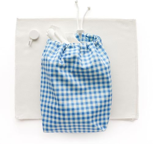 Esembly Paperless Towel Roll - Reusable Kitchen Towels 12-Pack Washable Cotton with Laundry Bag & Hook - Zero-Waste, Absorbent, Washable - Gingham