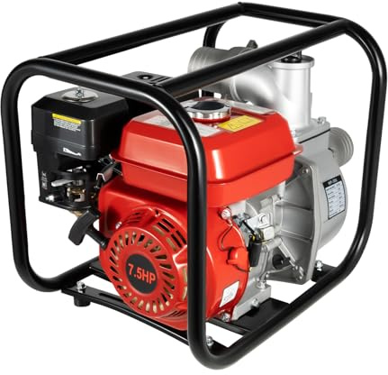 Xlsdlvcnxz Bomba de agua de gasolina, bomba de transferencia de agua a gas de 7.5 HP 196 CC, bomba de basura de alta presión de 4 tiempos de 3 pulgadas para piscina de riego agrícola