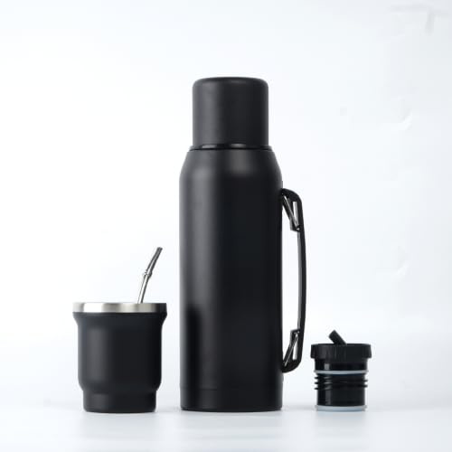 BALIBETOV 1000 ml Yerba-Mate-Set – Mate-Becher, Thermalflasche, 1 Ausgießer & 1 Bombilla – Doppelwandig Isoliert – BPA-frei – Leicht zu Reinigen und Pflegen