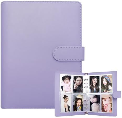 Cheynn A5-Bindekarte Sammler mit 40 Pack 4-Pocket-Seiten, 6 Ringbuch Album mit 320 Kartenfächern PU Leder Bindemittel mit magnetischem Schnallenverschluss Sammelalbum für Kpop Fotokarten Sammelkarten