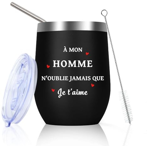 Huaceary Cadeau Saint Valentin pour Homme Mug Isotherme Amour Cadeau pour son Copain Cadeaux Amoureux pour Homme Utile Idée Cadeaux Copains St Valentin Anniversaire Paques Copains Tasse Isotherme
