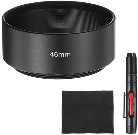 PATIKIL Gegenlichtblenden 46mm Kamera Objektivschutz Mittelformat Standard Schraub Metall Kamera Abdeckung Mit Reinigungstuch Und Reinigungsstift Schwarz