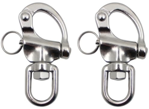 Wodsty Lot de 2 manilles à dégagement rapide en acier inoxydable 316 avec crochet pivotant à 360° 70 mm