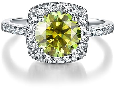 2ct Moissanite Ringar D Färg VVS1 Diamantringar 925 Sterling silver vigselringar Jubileumslöfte Förlovningsringar for kvinnor med certifikat(Green,8)